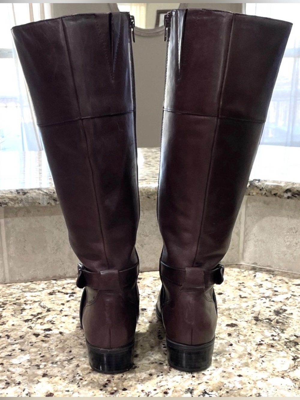 Tall Leather Riding Boots in Dark Brown